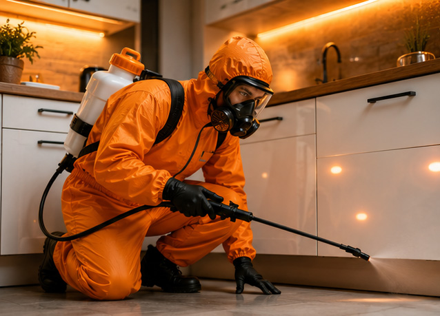 InsectPRO szakember beltéri kezelés közben