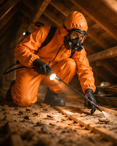 InsectPRO szakember munka közben, körültekintő kezelés